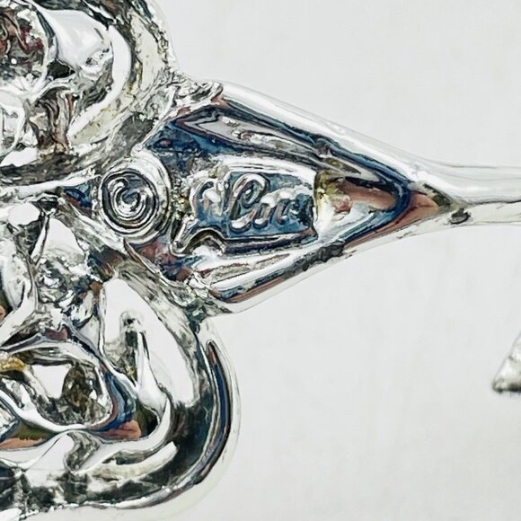 CORO Pink Rhinestone Flower Pin Blooming Silver Tone Nature Garden Trees Floral - Picture 6 of 6